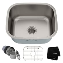 20-3/4" Single Basin 16 Gauge Stainless Steel Kitchen Sink for Undermount Installations - Basin Rack and Basket Strainer Included