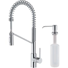 Oletto Pull-Down Spray Kitchen Faucet with Dual Function Spray Head - Includes Soap Dispenser and Escutcheon Plate