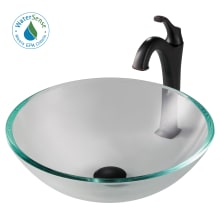 Arlo & Glass 16-1/2" Glass Vessel Bathroom Sink with 1.2 GPM Deck Mounted Bathroom Faucet and Pop-Up Drain Assembly