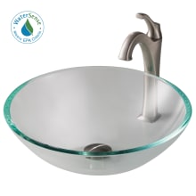 Arlo & Glass 16-1/2" Glass Vessel Bathroom Sink with 1.2 GPM Deck Mounted Bathroom Faucet and Pop-Up Drain Assembly