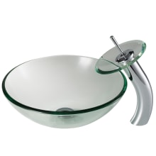 Bathroom Combo - 16-1/2" Clear Glass Vessel Bathroom Sink with Vessel Faucet, Pop-Up Drain, and Mounting Ring