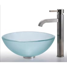 Bathroom Combo - 14" Frosted Glass Vessel Bathroom Sink with Vessel Faucet, Pop-Up Drain, and Mounting Ring