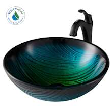 Arlo & Glass 17" Glass Vessel Bathroom Sink with 1.2 GPM Deck Mounted Bathroom Faucet and Pop-Up Drain Assembly