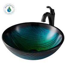Arlo & Glass 17" Glass Vessel Bathroom Sink with 1.2 GPM Deck Mounted Bathroom Faucet and Pop-Up Drain Assembly