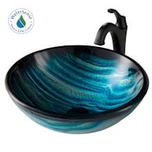 Arlo & Glass 17" Glass Vessel Bathroom Sink with 1.2 GPM Deck Mounted Bathroom Faucet and Pop-Up Drain Assembly