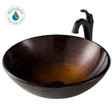 Arlo & Glass 16-1/2" Glass Vessel Bathroom Sink with 1.2 GPM Deck Mounted Bathroom Faucet and Pop-Up Drain Assembly