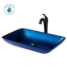 Arlo & Glass 21-7/8" Glass Vessel Bathroom Sink with 1.2 GPM Deck Mounted Bathroom Faucet and Pop-Up Drain Assembly