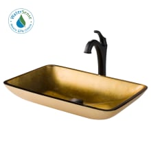 Arlo & Glass 21-7/8" Glass Vessel Bathroom Sink with 1.2 GPM Deck Mounted Bathroom Faucet and Pop-Up Drain Assembly