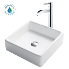Bathroom Combo - 15" Ceramic Vessel Bathroom Sink With Vessel Faucet, Pop-Up Drain