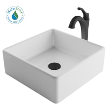 Elavo and Arlo 15" Vitreous China Vessel Bathroom Sink with 1.2 GPM Deck Mounted Bathroom Faucet and Pop-Up Drain Assembly