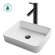 Bathroom Combo - 18-3/4" Ceramic Vessel Bathroom Sink With Vessel Faucet, Pop-Up Drain