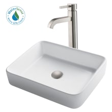 Bathroom Combo - 18-3/4" Ceramic Vessel Bathroom Sink With Vessel Faucet, Pop-Up Drain