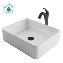 Elavo and Arlo 18-1/4" Vitreous China Vessel Bathroom Sink with 1.2 GPM Deck Mounted Bathroom Faucet and Pop-Up Drain Assembly