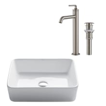 Elavo 19-1/4" Vitreous China Bathroom Sink with 1.2 GPM Deck Mounted Bathroom Faucet and Pop-Up Drain Assembly
