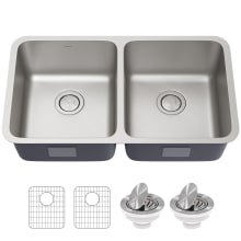 Dex 33" Undermount Double Basin Stainless Steel Kitchen Sink