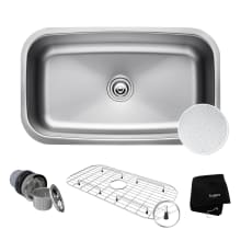 Outlast MicroShield 31-1/2" Scratch Resistant Single Basin Kitchen Sink for Undermount Installations - Basin Rack and Basket Strainer Included