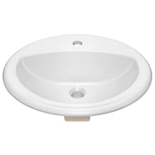 Elavo 20-1/2" Oval Vitreous China Drop In Bathroom Sink with Overflow and Single Faucet Hole