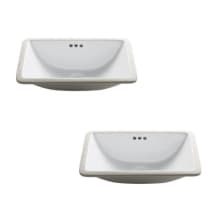 Pack of (2) Elavo 21" Rectangular Ceramic Undermount Bathroom Sinks with Overflow