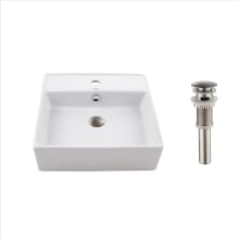 18-1/2" Ceramic Vessel Bathroom Sink - Includes Pop-Up Drain