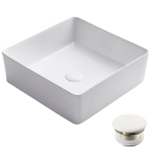 Viva 15-9/16" Square Vitreous China Vessel Bathroom Sink with Pop-Up Drain Assembly