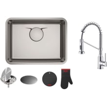 Kitchen Combo - Dex 24-3/4" Single Basin Stainless Steel Undermount Kitchen Sink with Bolden 18" Pre-Rinse Kitchen Faucet