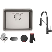 Kitchen Combo - Dex 24-3/4" Single Basin Stainless Steel Undermount Kitchen Sink with Bolden 18" Pre-Rinse Kitchen Faucet