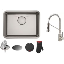 Kitchen Combo - Dex 24-3/4" Single Basin Stainless Steel Undermount Kitchen Sink with Bolden 18" Pre-Rinse Kitchen Faucet