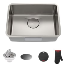 Dex 25" Single Basin 16 Gauge Stainless Steel Kitchen Sink for Undermount Installations with DrainAssure™, VersiDrain™, and NoiseDefend™
