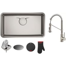 Kitchen Combo - Dex 32-7/8" Single Basin Stainless Steel Undermount Kitchen Sink with Bolden 18" Pre-Rinse Kitchen Faucet