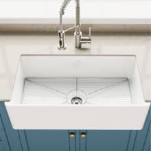 Turino 33" Farmhouse Single Basin Fireclay Kitchen Sink with Basin Rack and Sound Dampening