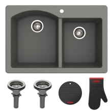 Forteza™ 33" Composite Granite Kitchen Sink for Undermount or Countertop Installation - Strainers, Oven Mitt, and Trivet Included