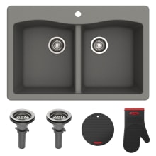 Forteza™ 33" Composite Granite Kitchen Sink for Undermount or Countertop Installation - Strainers, Oven Mitt, and Trivet Included