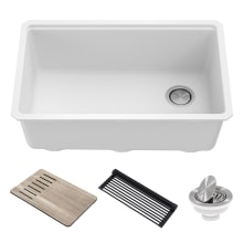 Bellucci 29" Undermount Single Basin Granite Composite Kitchen Sink with Basket Strainer, Cutting Board, and Drain Board