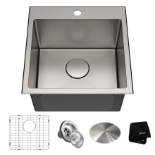 Standart PRO 18" Drop In Single Basin Stainless Steel Kitchen Sink - Includes Drain Assembly, Drain Cap, Bottom Grid, and Kitchen Towel