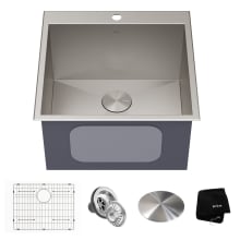 Standart PRO 22" Undermount Single Basin Stainless Steel Kitchen Sink with Basin Rack, and Basket Strainer