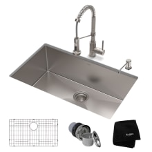 Standart PRO 30" Undermount Single Basin Stainless Steel Kitchen Sink with Deck Mounted 1.8 (GPM) Pre-Rinse Kitchen Faucet with Soap Dispenser