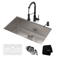 Standart PRO 32" Undermount Single Basin Stainless Steel Kitchen Sink with Deck Mounted 1.8 (GPM) Pre-Rinse Kitchen Faucet with Soap Dispenser