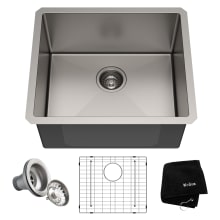 Standart PRO 21" Undermount Single Basin Stainless Steel Kitchen Sink - Includes Drain Assembly, Bottom Grid, and Kitchen Towel
