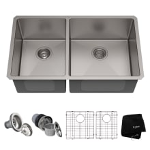 32-3/4" Double Basin 16 Gauge Kitchen Sink for Undermount Installations with 40/60 Split