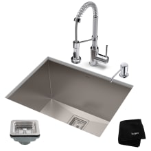 Pax 24" Undermount Single Basin Stainless Steel Kitchen Sink with Deck Mounted 1.8 (GPM) Pre-Rinse Kitchen Faucet with Soap Dispenser