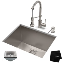 Pax 24" Undermount Single Basin Stainless Steel Kitchen Sink with Deck Mounted 1.8 (GPM) Pre-Rinse Kitchen Faucet with Soap Dispenser