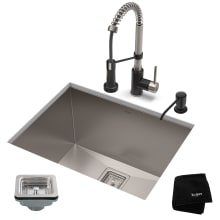 Pax 24" Undermount Single Basin Stainless Steel Kitchen Sink with Deck Mounted 1.8 (GPM) Pre-Rinse Kitchen Faucet with Soap Dispenser