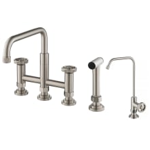 Urbix 1.8 GPM Widespread Bridge Kitchen Faucet with Water Filter Faucet and Side Spray