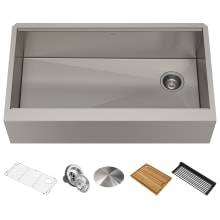 Kore 36" Farmhouse Single Basin Stainless Steel Kitchen Sink - Basin Rack, Strainer, Cutting Board, and Drainboard Included