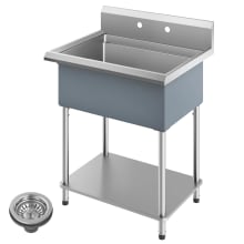 Kore 32" Free Standing Single Basin Stainless Steel Utility Sink with Basket Strainer