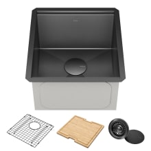 Kore 17" Undermount Single Basin Stainless Steel Kitchen Sink with Basin Rack, Basket Strainer and Cutting Board