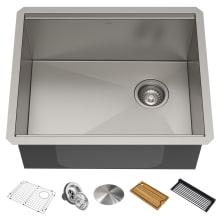 Kore 23" Undermount Single Basin Stainless Steel Kitchen Sink - Basin Rack, Strainer, Cutting Board, and Drainboard Included