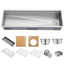 Kore 57" Undermount  Workstation 16 Gauge Stainless Steel Single Bowl Kitchen Sink with 10 Piece Chefs Kit of Accessories