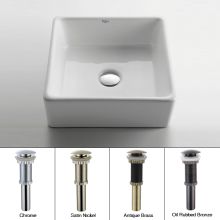 15" Ceramic Vessel Bathroom Sink - Includes Pop-Up Drain