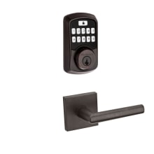 Milan Passage Lever and 942 Aura Keypad Deadbolt Combo Pack with SmartKey and Bluetooth Technology
